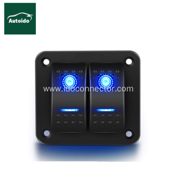Blue LED 2 Gang ON-OFF Toggle Switch Panel